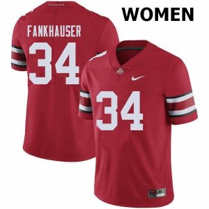 NCAA Ohio State Buckeyes Women's #34 Owen Fankhauser Red Nike Football College Jersey MCW8045TE